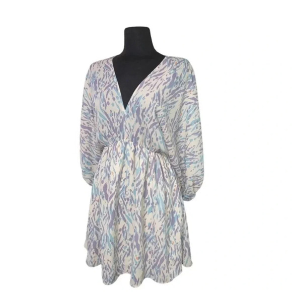 Tyche Casual Mini Dress Plunge 3/4 Sleeves - Picture 1 of 5